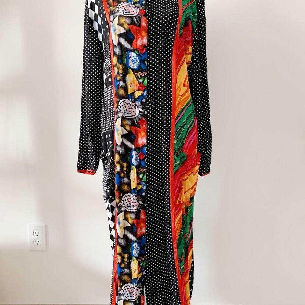 Vintage Maggie Shepherd Rayon Abstract Print Dress Size M